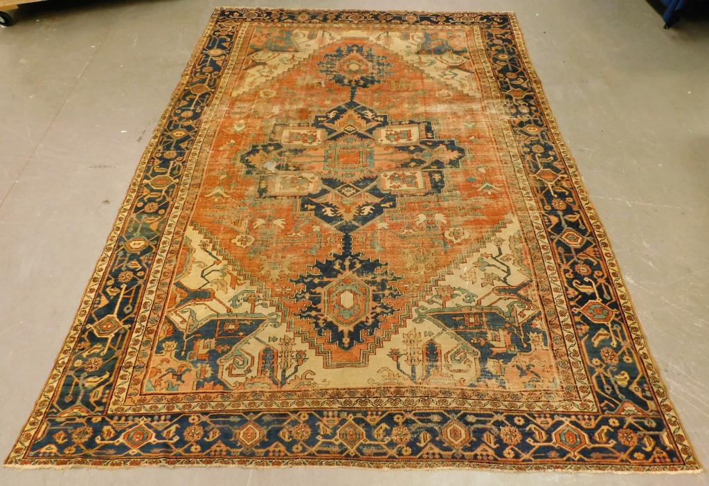 Persian Heriz Serapi Geometric Floral Carpet Rug (1 of 11)