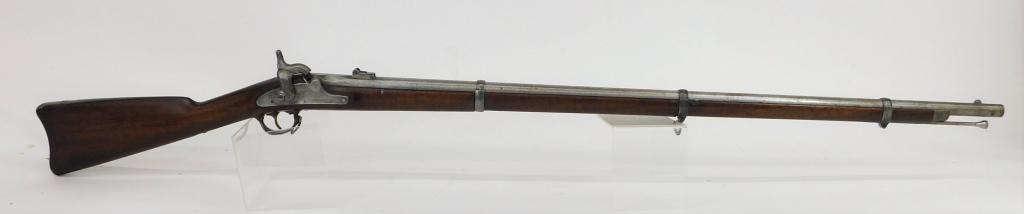 1864 M1863 Springfield Civil War Musket Rifle Gun: United States,Dated 1864 .58 caliber single shot muzzle loader, three barrel bands, butt plate stamped "US", barrel stamped "1864" with "VP" eagle head mark. Wood, metal,Barrel 40",Overall 56" Stamped