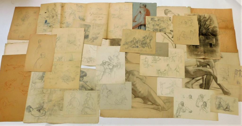 William Haskell Coffin Study Drawing Portfolio: William Henry Haskell Coffin United States,1878-1941 Taken from a portfolio of numerous works, group includes portraits, nude figure drawings, sketches of animals and machinery, and thumbnail sketches