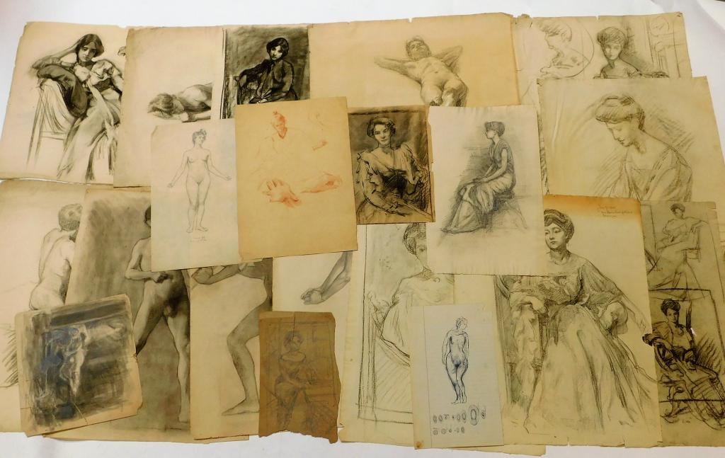 William Haskell Coffin Anatomy Study Drawing Group: William Henry Haskell Coffin United States,1878-1941 Taken from a portfolio of numerous works, this grouping contains a collection of nude figure studies and sketches pertaining to different internal 