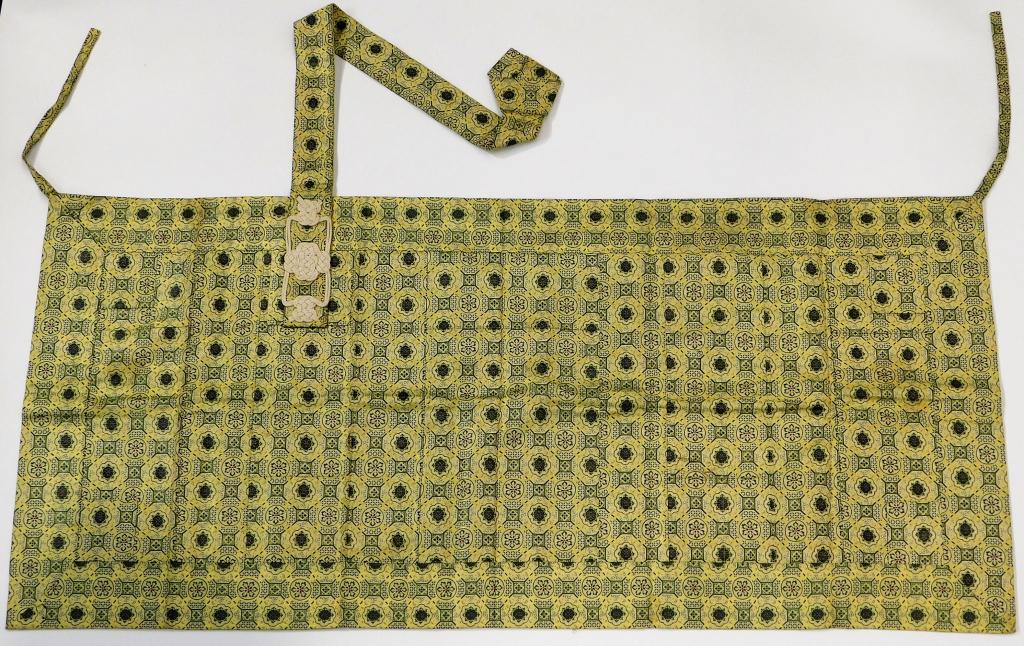 C.1890 Japanese Meiji Period Priest Robe Kimono: Japan,Circa 1890 Hand woven cream silk brocade with intricate yellow and green embroidery throughout. 23 1/4" x 49 1/2" Silk,, Immaculate museum quality kimono from one of the largest private collecti