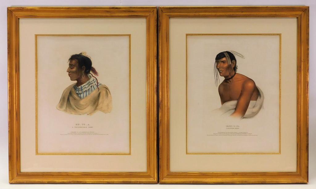 PR McKenney and Hall Native American Prints: United States,19th Century Includes on Me-Te-A print published by F. W. Greenough and one Jack -O-Pah published by Daniel Rice & James G. Clark. Engraving on paper,Impression area 16" x 12 1/2",Frame 