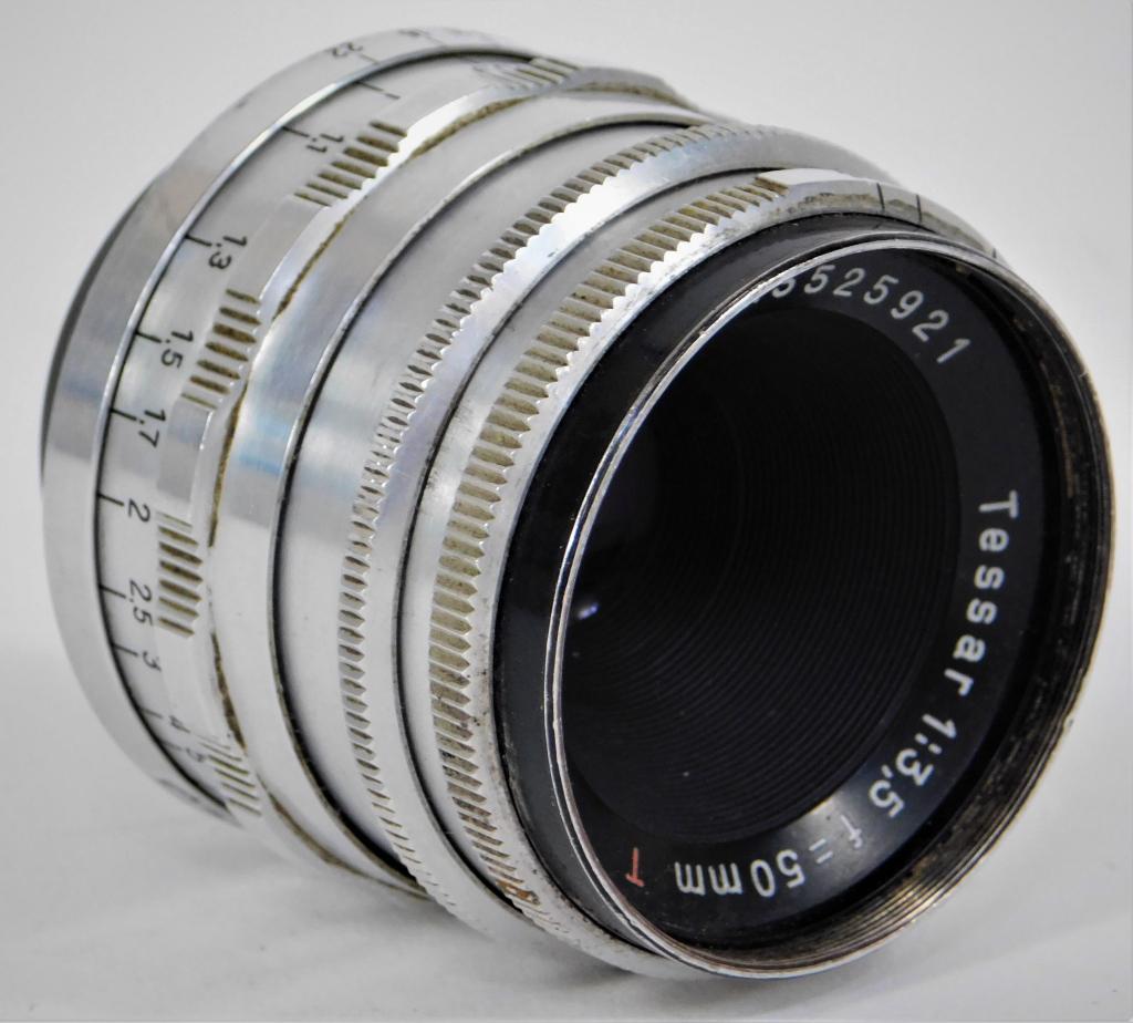 Zeiss Tessar T Lens 50mm f/3.5, for Contax RF: Carl Zeiss Jena Tessar T lens 50mm f/3.5, for Contax RF mount. Condition: Barrel shows signs of light wear and/or usage. Glass appears clean.