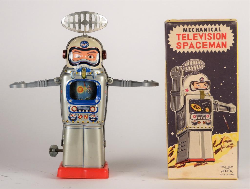 Alps Mechanical Television Spaceman Tin Robot Toy (1 of 9)