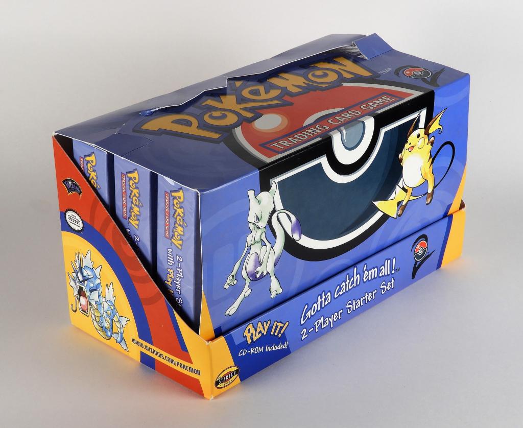 5PC 2000 Pokemon Base 2 CD-Rom Starter Set Display: United States,2000 2000 Wizards of the Coast Pokemon Base 2 CD-Rom 2-Player Starter Set display. Display box with light to moderate shelf wear, includes five factory sealed starter sets. One box was r