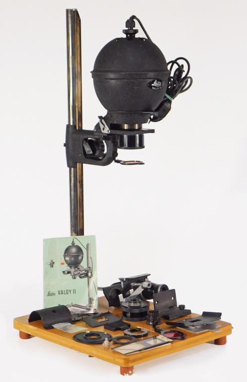 E. Leitz Leica Valoy II Enlarger $: E. Leitz Leica Valoy II enlarger. Untested. Includes manual, extra parts, film carriers, and accessories as shown.