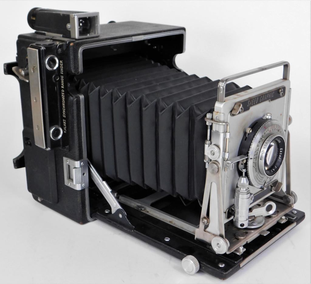 Graflex Pacemaker Speed Graphic Press Camera #2: Graflex Pacemaker Speed Graphic press camera, Kodak Ektar 127mm f/4.7 lens, circa 1948.