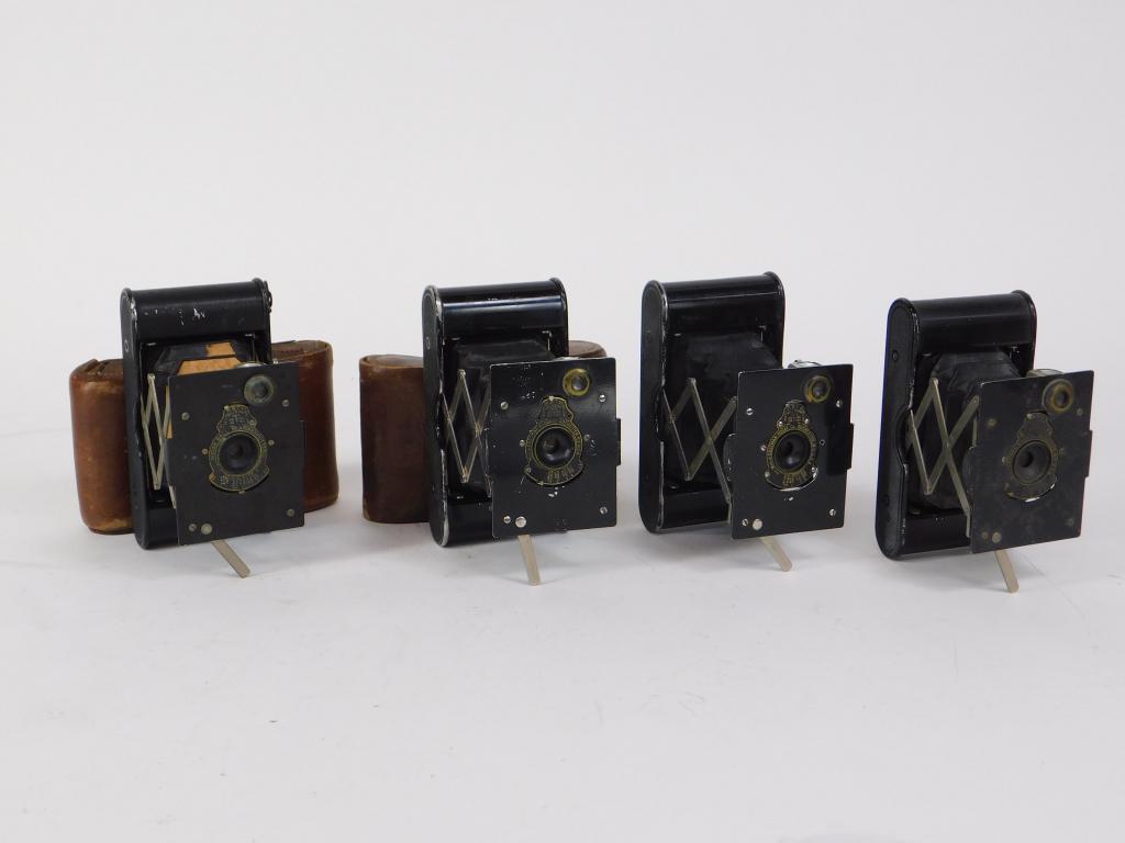 Lot of 4 Kodak Vest Pocket Cameras #3: Lot of 4 Kodak Vest Pocket Autographic cameras, 1915-1926. Includes 2 leather cases.