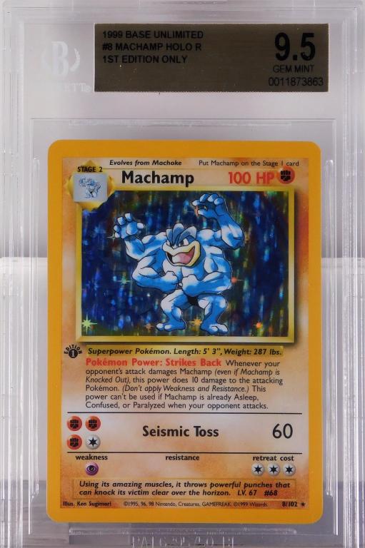 1999 Pokemon Base Unl. 1st Ed. Machamp BGS 9.5 TCG (1 of 2)
