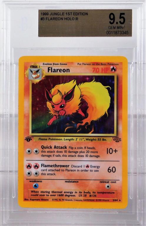 1999 Pokemon Jungle 1st Ed. Flareon BGS 9.5 Card (1 of 2)