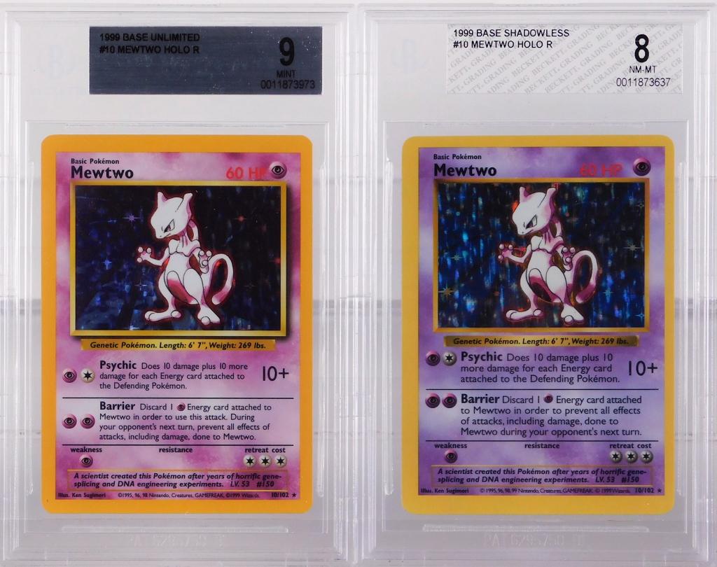 2PC 1999 Pokemon Base Shadowless Mewtwo BGS Group (1 of 2)
