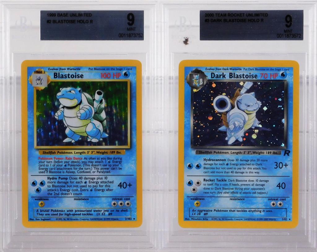 2PC Pokemon Base Unl. Team Rocket Blastoise BGS 9 (1 of 2)