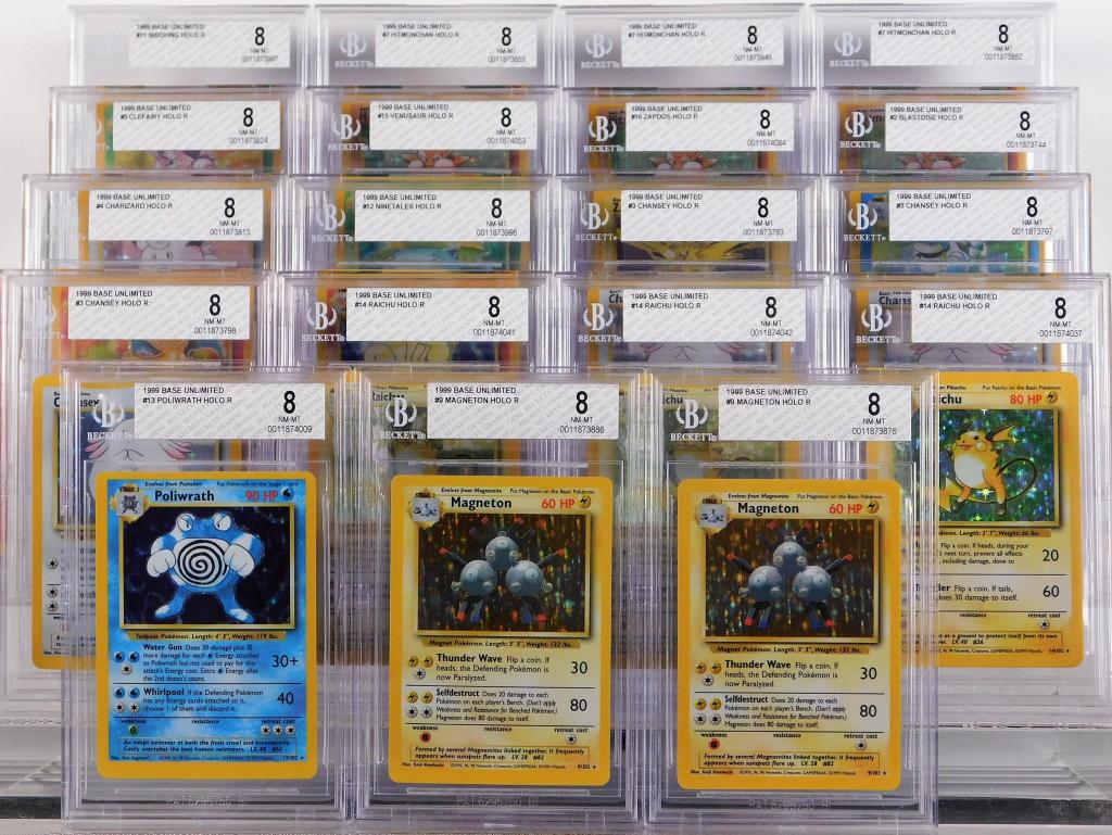 19PC 1999 Pokemon Base Unl. BGS 8 Holo Card Group (1 of 7)