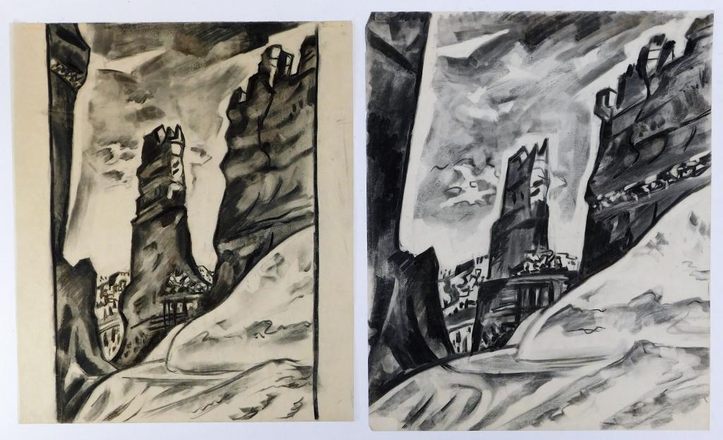 2 Otto Plaug Architectural Charcoal Drawings (1 of 4)