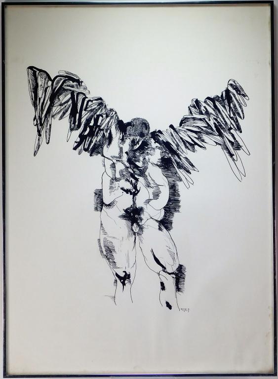 Leonard Baskin Modern Abstract Bird Man Lithograph (1 of 6)
