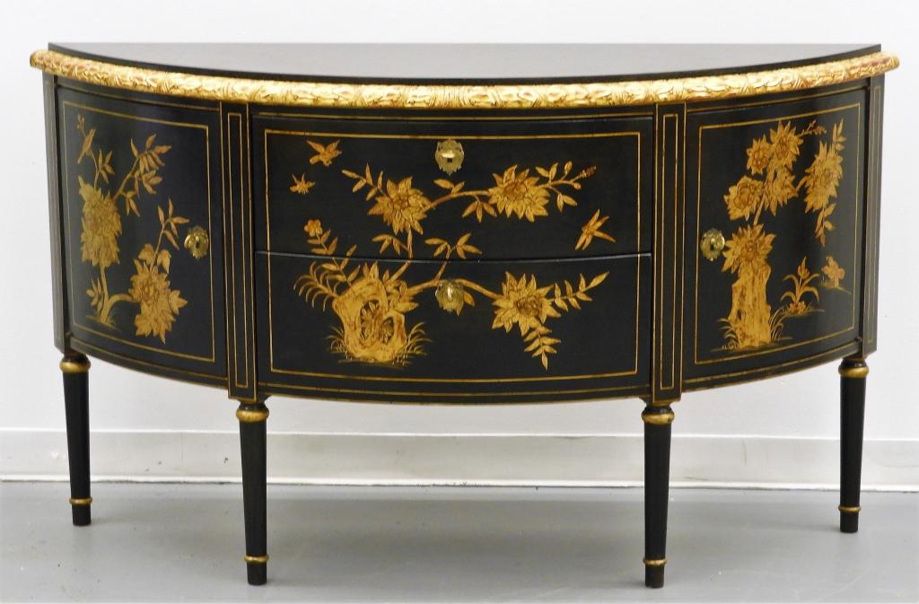 French Style Chinoiserie Demilune Sideboard Server (1 of 7)