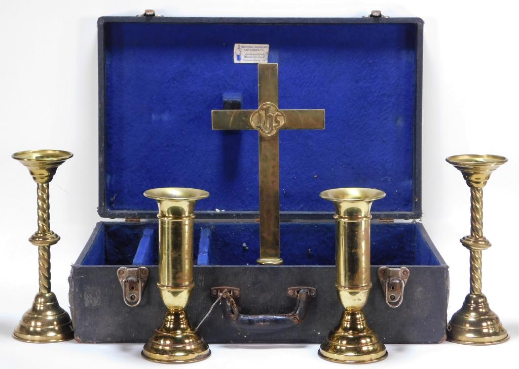 Military Chaplain Crucifix Altar Candlestick Set (1 of 8)