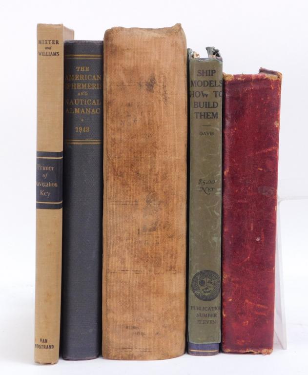 Group Estate Books Nautical Navigation & Cooking: ,United States,20th Century Group of five estate books including Uncle Sam's Cookbook 1904, Ship Models How To Build Them 1925, American Practical Navigator 1918, The American Ephemeris and Nautical A
