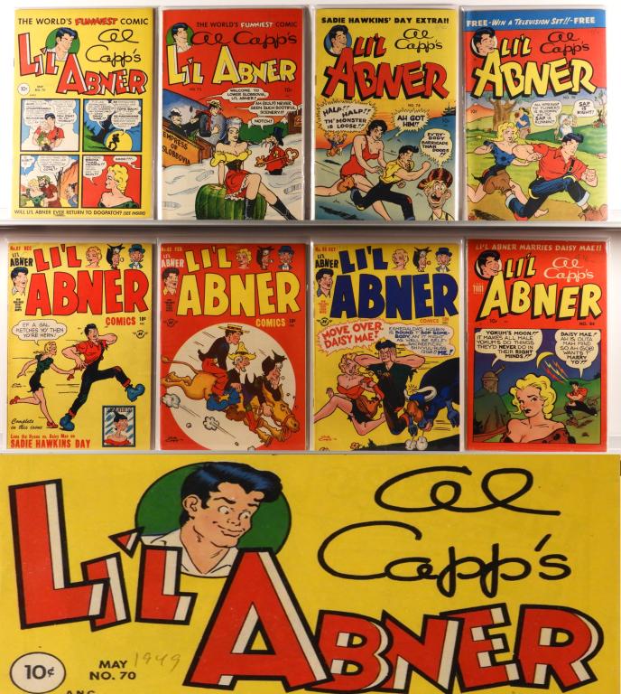 8 Harvey Tobey Press Li'l Abner Golden Age Comics: United States,20th Century Group includes Harvey Publications Li'l Abner Comics #61, #62, and #66 and Toby Press Al Capp's Li'l Abner #70, #73, #74, #76 (8.0-8.5), and #84. Harvey comics condition ran