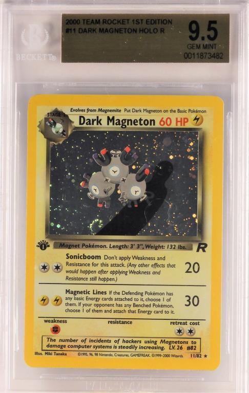Pokemon Team Rocket 1st Ed. Dark Magneton Bgs 9.5