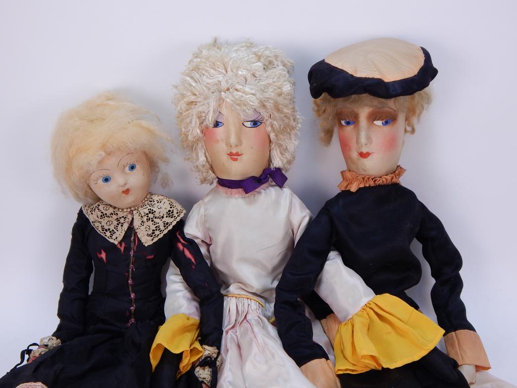 3 Antique Hand Painted Boudoir Dolls (1 of 11)