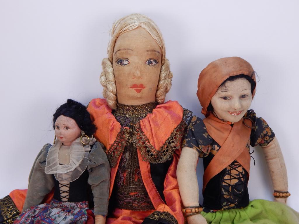 3 Antique Hand Painted Boudoir Dolls (1 of 11)