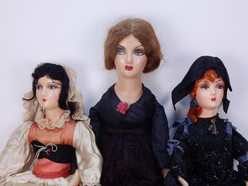 3 Antique Composition Boudoir Dolls (1 of 12)