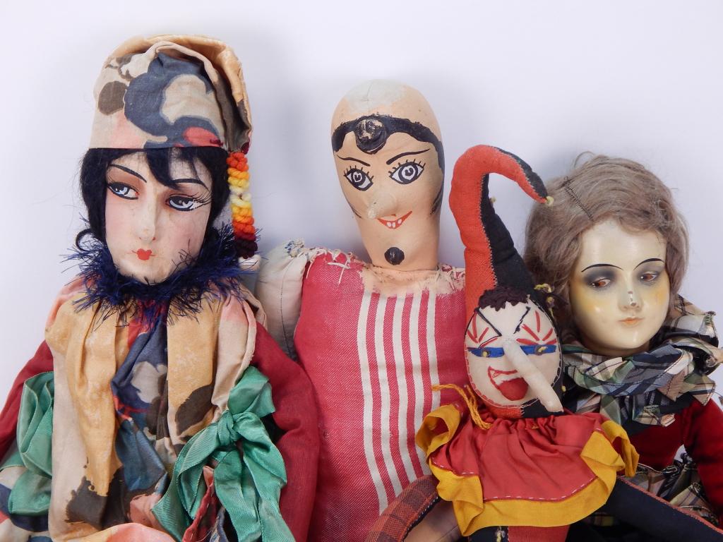 4 Antique Circus Composition Boudoir Dolls (1 of 12)