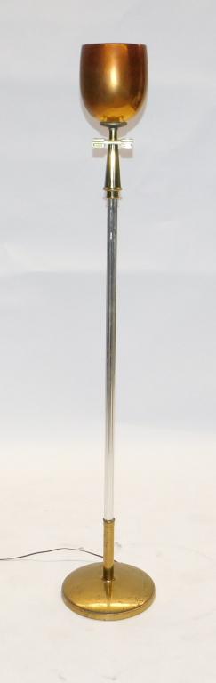 Tommi Parzinger Stiffel Fluted Column Floor Lamp: Tommi Parzinger United States, Germany 1903-1981 Brass lampshade over pedestal supported by a single fluted column over cylindrical base. 61 1/2" x 11 1/2" dia.,Shade 7 1/2" dia.,Brass ,From the colle