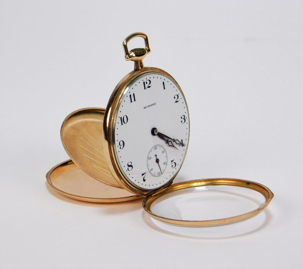 E. Howard Watch Co. Series 7 Pocket Watch: E. Howard Watch Co. Massachusetts Circa 1912 Simple open faced design with monogrammed case with nickel movement finish. Movement with pendant setting, 17 jewels, and hairspring breguet. 2" dia.,,Nick