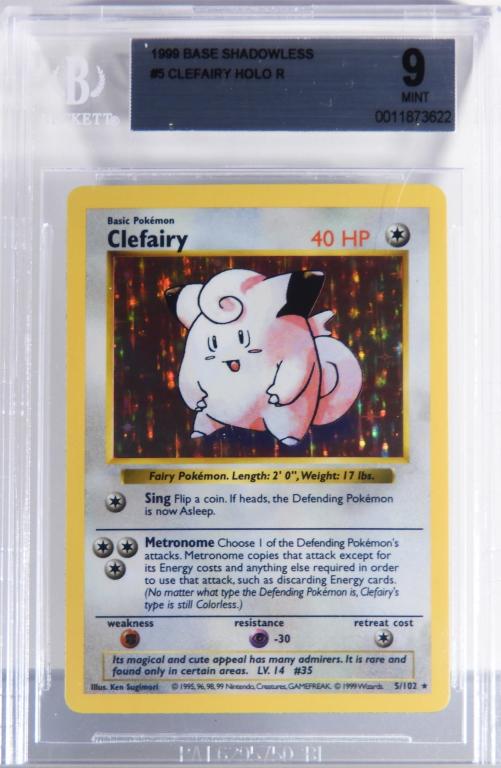 1999 Pokemon Base Unl. Shadowless Clefairy BGS 9 (1 of 2)