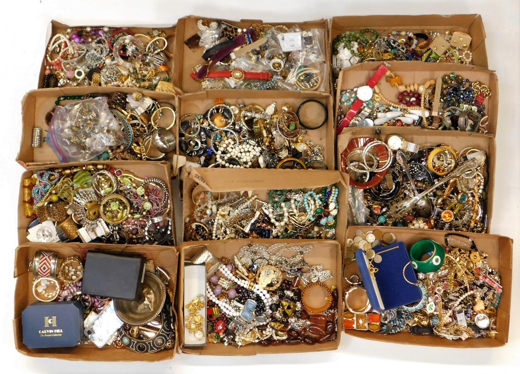 LG Group of Assorted Costume Jewelry & Accessories: ,Variuos countries,20th Century Hundreds of pieces of jewelry ranging from rings, necklaces, earrings, bracelets, and brooches featuring flowers, crosses, insects, and various other shapes by several 