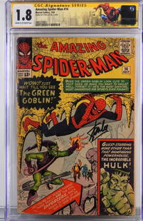 Marvel Amazing Spider-Man #14 CGC 1.8 Sgd Stan Lee: United States,1964 Marvel Comics Amazing Spider-Man issue 14 from July, 1964. The book featured the first appearance of the Green Goblin, Enforcers appearance, and first meeting of the Hulk and