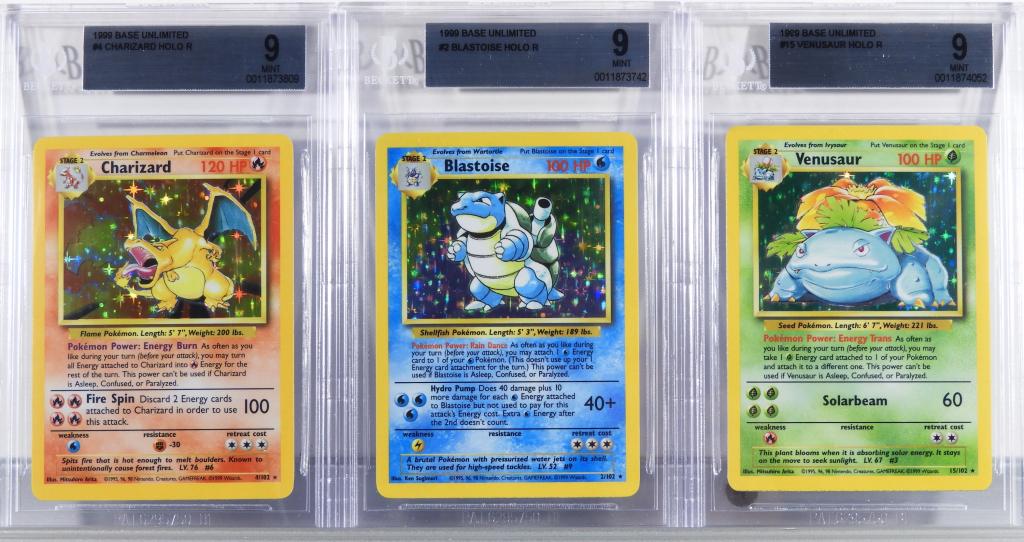 Pokemon Base Un Blastoise Charizard Venusaur BGS 9 (1 of 2)