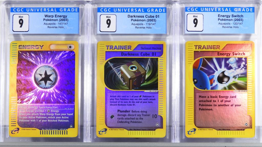 3PC Pokemon Aquapolis Reverse Holo Trainer CGC 9 (1 of 2)