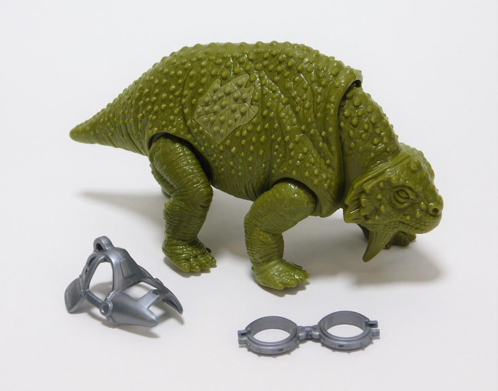 1994 Kenner Jurassic Park S2 Scutosaurus Prototype: United States,1994 A rarely seen example of the unreleased 1994 Kenner Jurassic Park Series 2 Scutosaurus, test shot in green plastic complete with muzzle and shackle accessories. Toy comes with origi