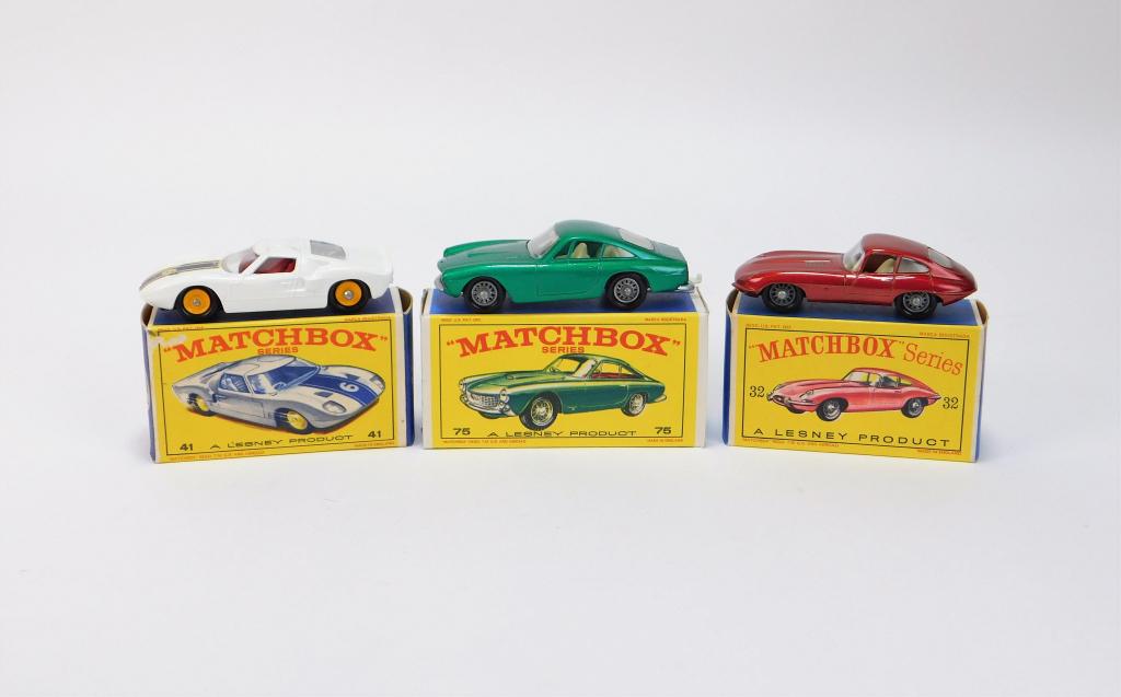 3 Lesney Matchbox Ford GT Jaguar Ferrari MIB Group (1 of 8)