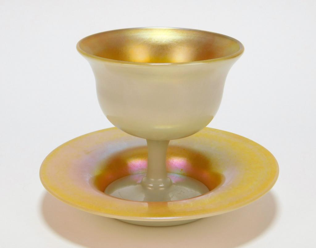 Steuben Calcite Gold Aurene Glass Sherbet Service (1 of 8)
