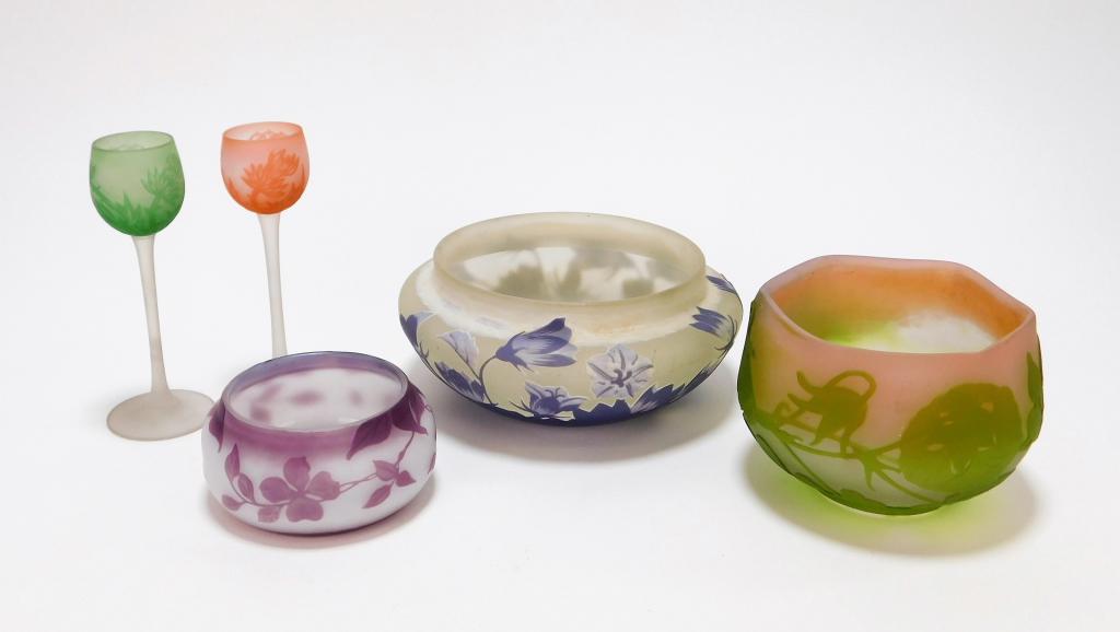 5PC Galle & Vessiere Cameo Glass Tableware (1 of 9)