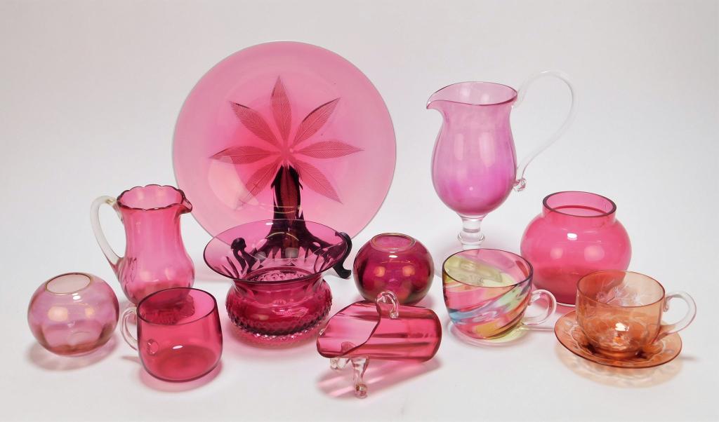 12PC Victorian Cranberry Glass Tableware (1 of 11)