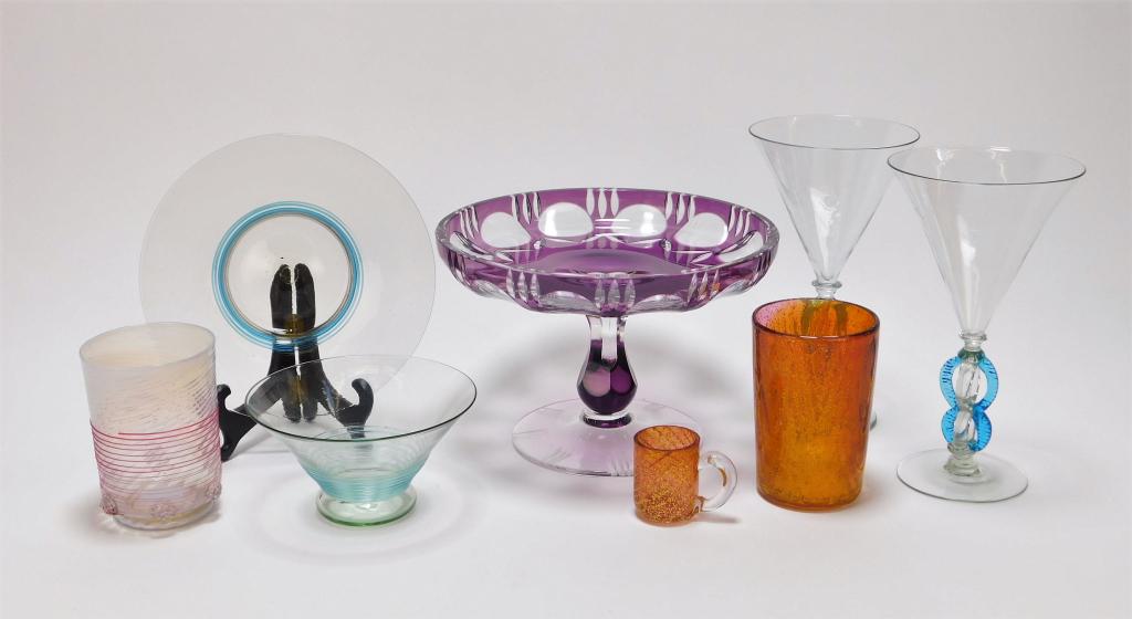 8PC Bohemian Art Glass Drink & Tableware (1 of 11)