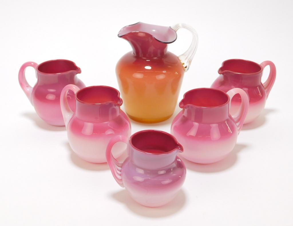 6PC Peach Blow Creamer & Pitcher Group (1 of 8)