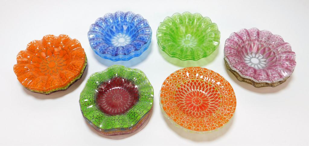 21PC Sydenstricker Art Glass Ruffle Bowls (1 of 6)