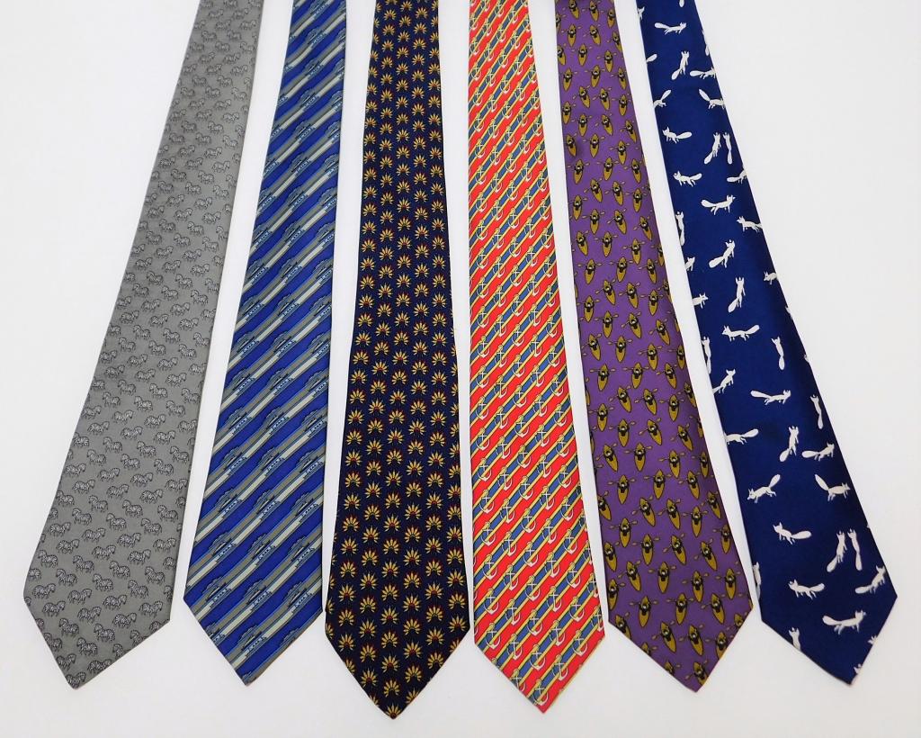 6PC Hermes Pictorial Silk Necktie Group (1 of 6)