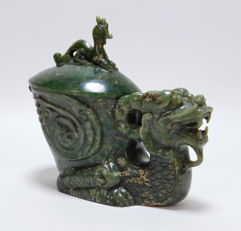 Chinese Qing Dynasty Dragon Hardstone Censer (1 of 8)