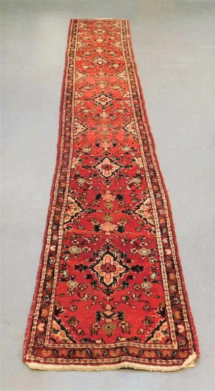 Oriental Rust and Navy Botanical Carpet Runner (1 of 9)