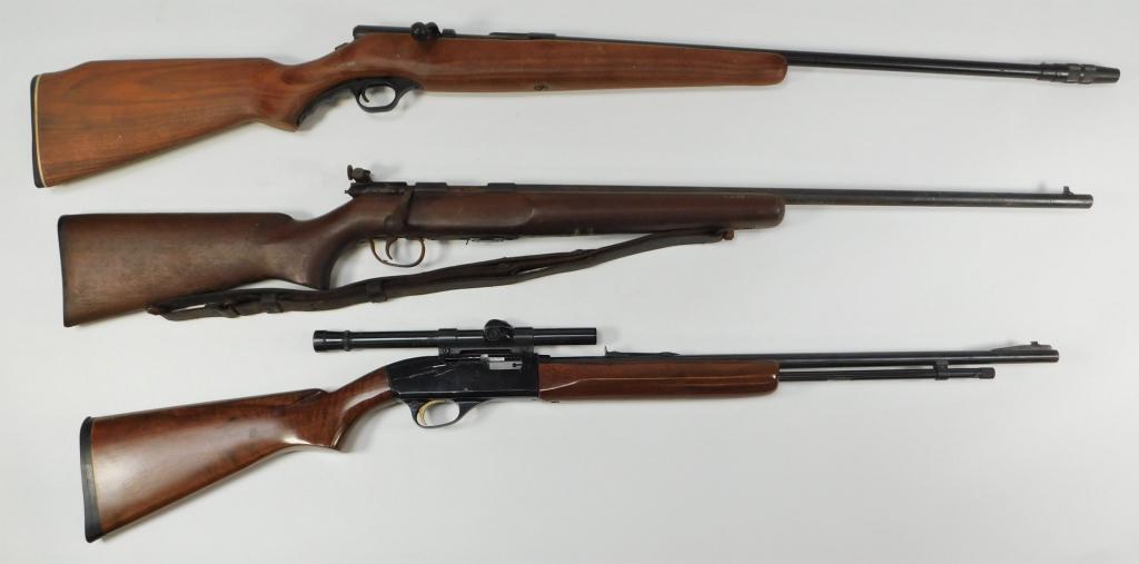 Two Rifles and a Shotgun: United States,C. mid to late 20th century A Kodiak Model 260 rifle, .22 caliber, no serial number, walnut stock, blued finish, with a Weaver .22 Tip-Off scope; a Remington Jr Special, .22 caliber, no 