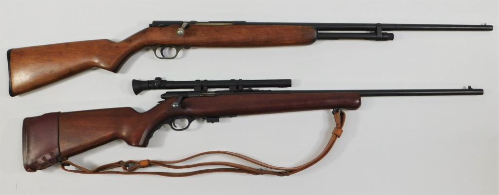 Two Bolt-action Arms: United States,C. mid to late-20th century .410 gauge, no serial number, walnut stock, blued receiver and barrel, bolt action, barrel marked "J. STEVENS ARMS COMPANY/MODEL 59A" and "2 1/2 & 3 IN. SHELL