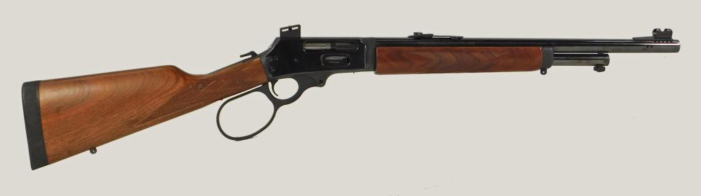 Marlin Model 1895G Takedown Lever Action Rifle: United States, 457 magnum-.45-70, serial number 00057925, walnut stock with checkered wrist and forend, marked on the right side of the lever "WWG," and on the left side "WILD WEST GUNS/CO-PILOT," mar