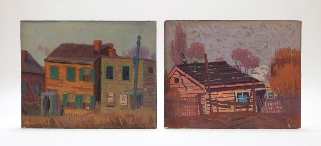 2PC Gene Miles Architectural Landscape Paintings (1 of 10)